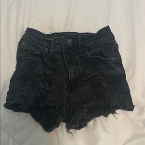 Aeropostale Black Distressed Jean Shorts